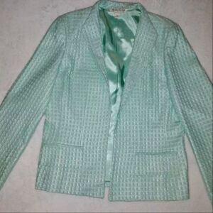 Vintage 90s AUSTIN REED Womens Blazer Jacket Sz 12 Cotton Blend Seafoam Woven
